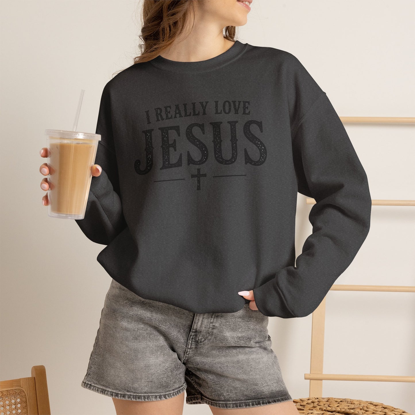 I Really Love Jesus Sweatshirt - Christian Faith Crewneck