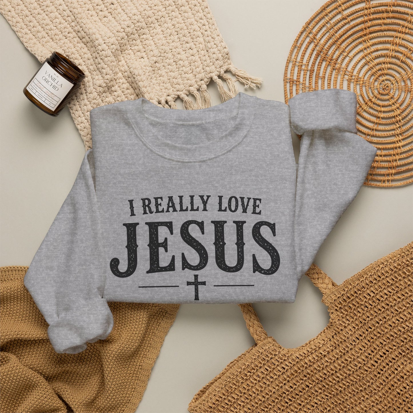 I Really Love Jesus Sweatshirt - Christian Faith Crewneck
