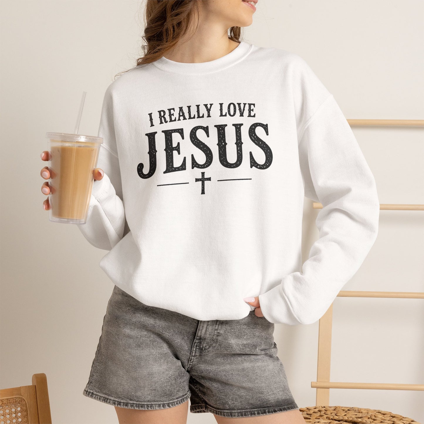 I Really Love Jesus Sweatshirt - Christian Faith Crewneck