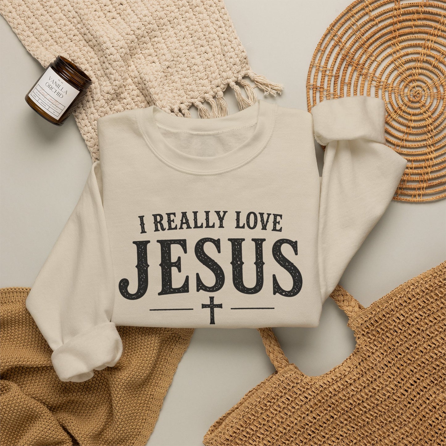 I Really Love Jesus Sweatshirt - Christian Faith Crewneck
