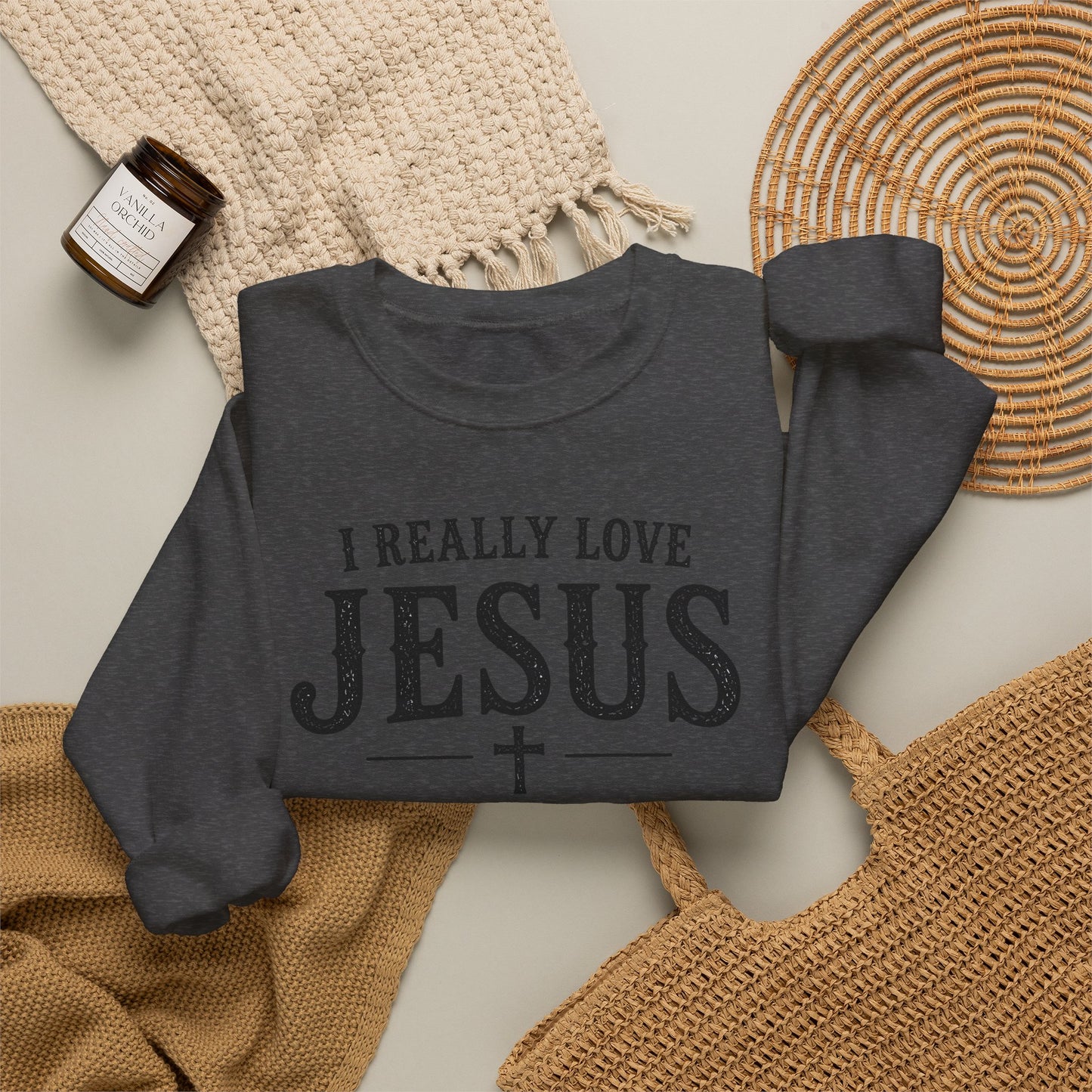 I Really Love Jesus Sweatshirt - Christian Faith Crewneck