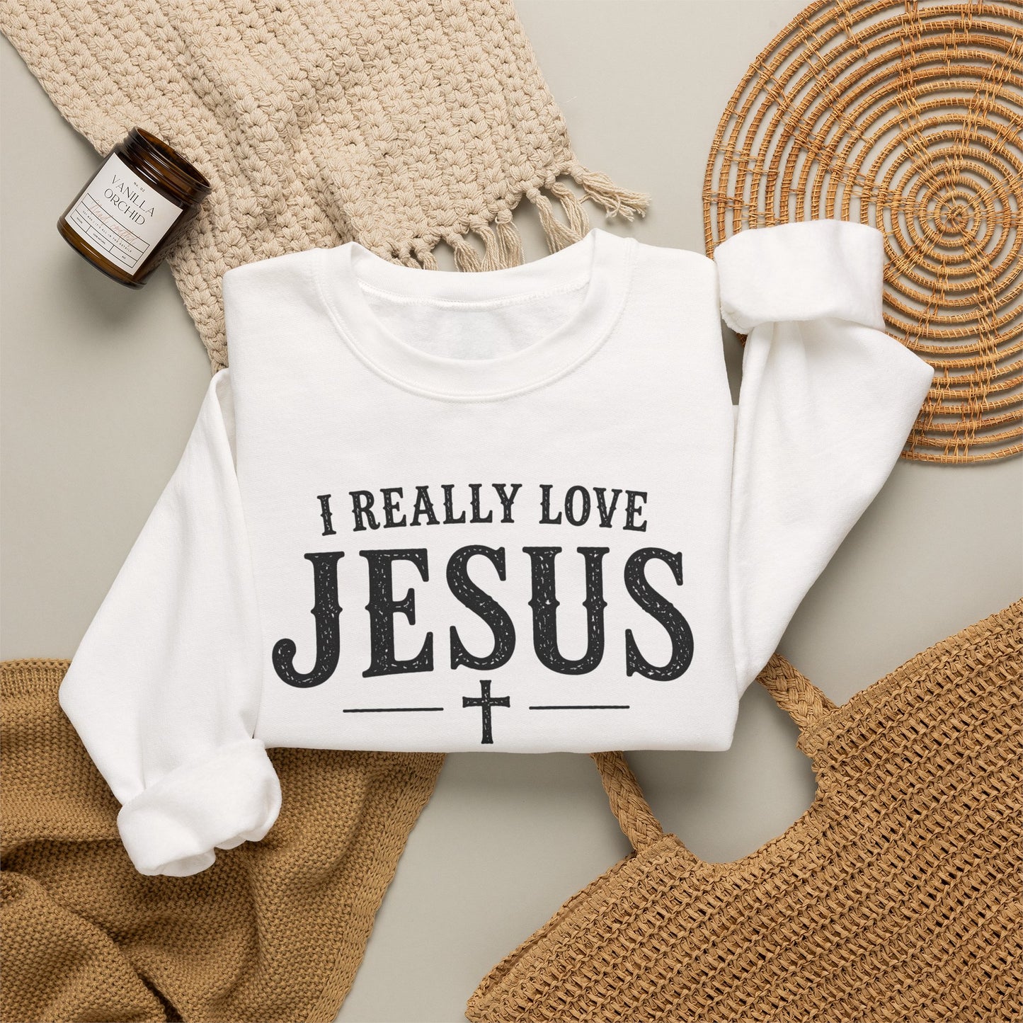 I Really Love Jesus Sweatshirt - Christian Faith Crewneck