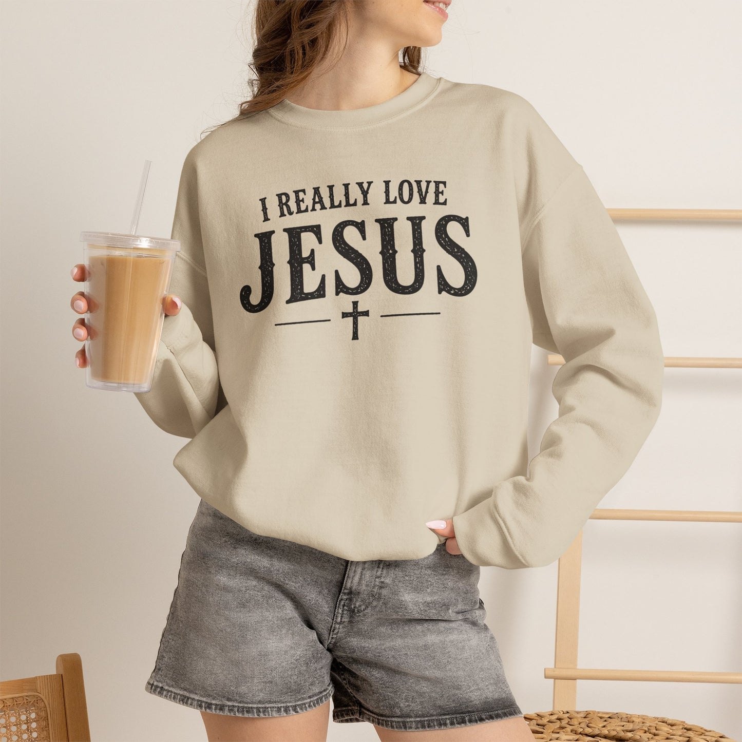 I Really Love Jesus Sweatshirt - Christian Faith Crewneck